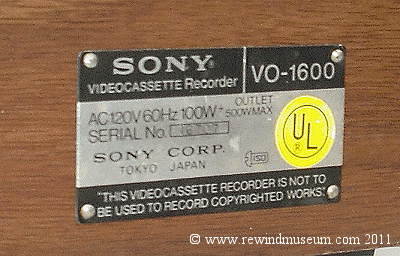 Sony UMATIC VO-1600